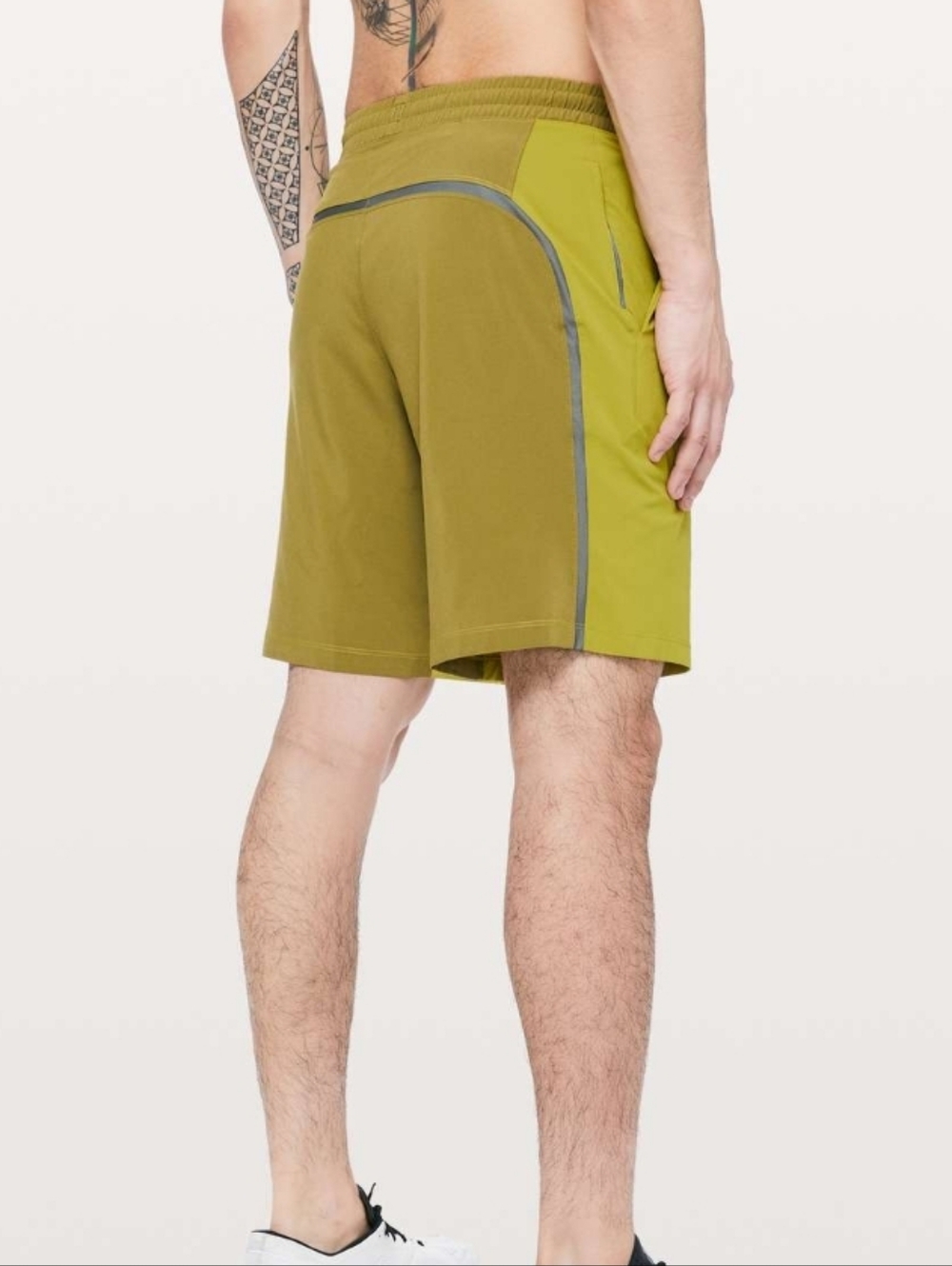 Mens Lululemon Pace Breaker Short 9" Linerless Golden Lime Mossy Grey Sage Sz L